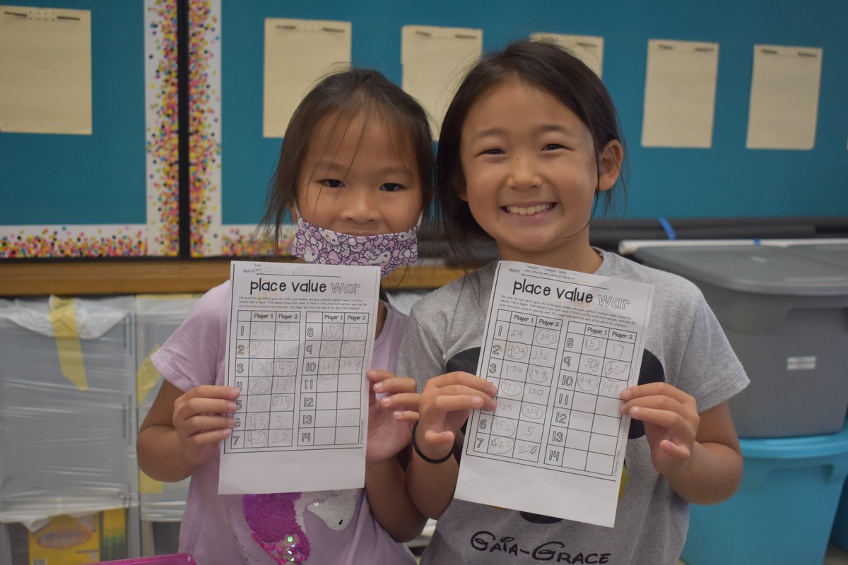 #SecondGrade students played 'Place Value War' in math class. #SummerSchool