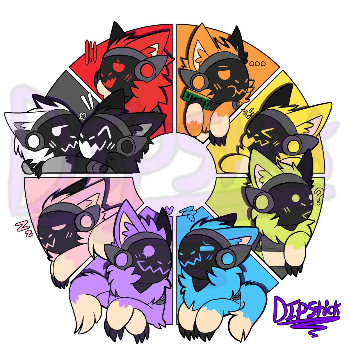 Wheel of protobeans @BossMonstaLV #furry #furryart #protogen #furryartwork #colorwheelchallenge #doodle #artcommunity #art