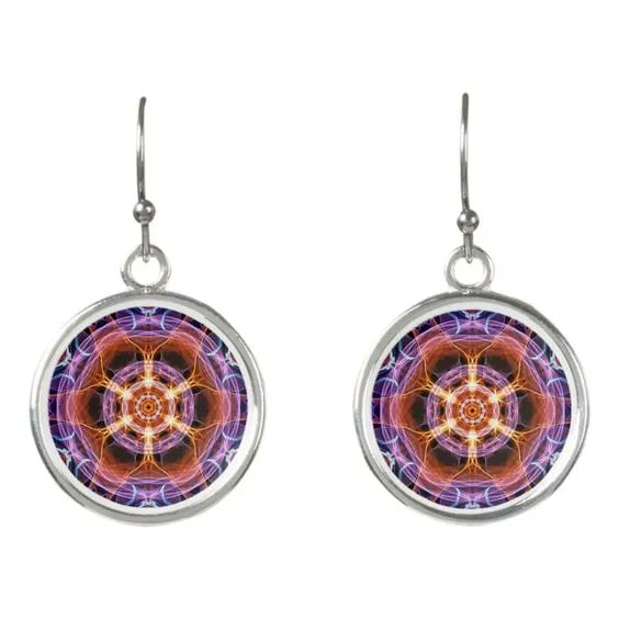 Purple and Gold Mandala Earrings | Zazzle buff.ly/3Jqq57S #mandalaart #giftforher