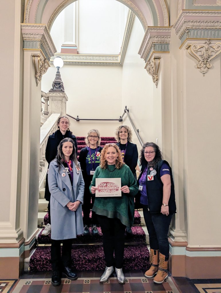 VicUnions_Women's tweet photo. Working women are talking to #springst MPs about banning non-disclosure agreements in workplace sexual harrassment cases. We need to stop corporate cover-ups to tackle #genderedviolence. https://t.co/F4WegEh0oi
