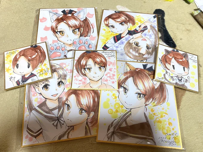 6月24日敷波オンリー お品書き(再掲) 新刊 「艦これ提督ミズーリへ行く改」 ハワイの戦艦ミズーリ記念館等を見学する旅行本 手書き色紙 コピック等で書いた一点物色紙 (取り置き無し 1人3つまで 14:00以降は無制限) よろしくお願いします #敷波オンリー #あおすな絵