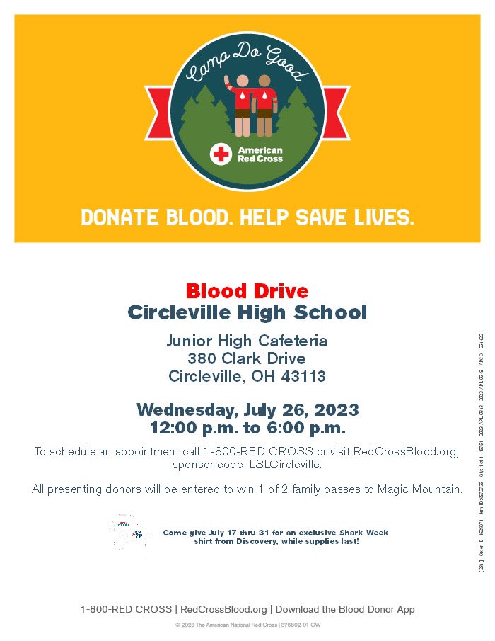 peford13's tweet photo. If you are 17 or older and want to donate blood please let me know. Just one person donating can help save up to 3 lives! Help us help others by donating this summer July 26th. @CHSTigerPride @CirclevilleCity https://t.co/Qc2dx0VxUO