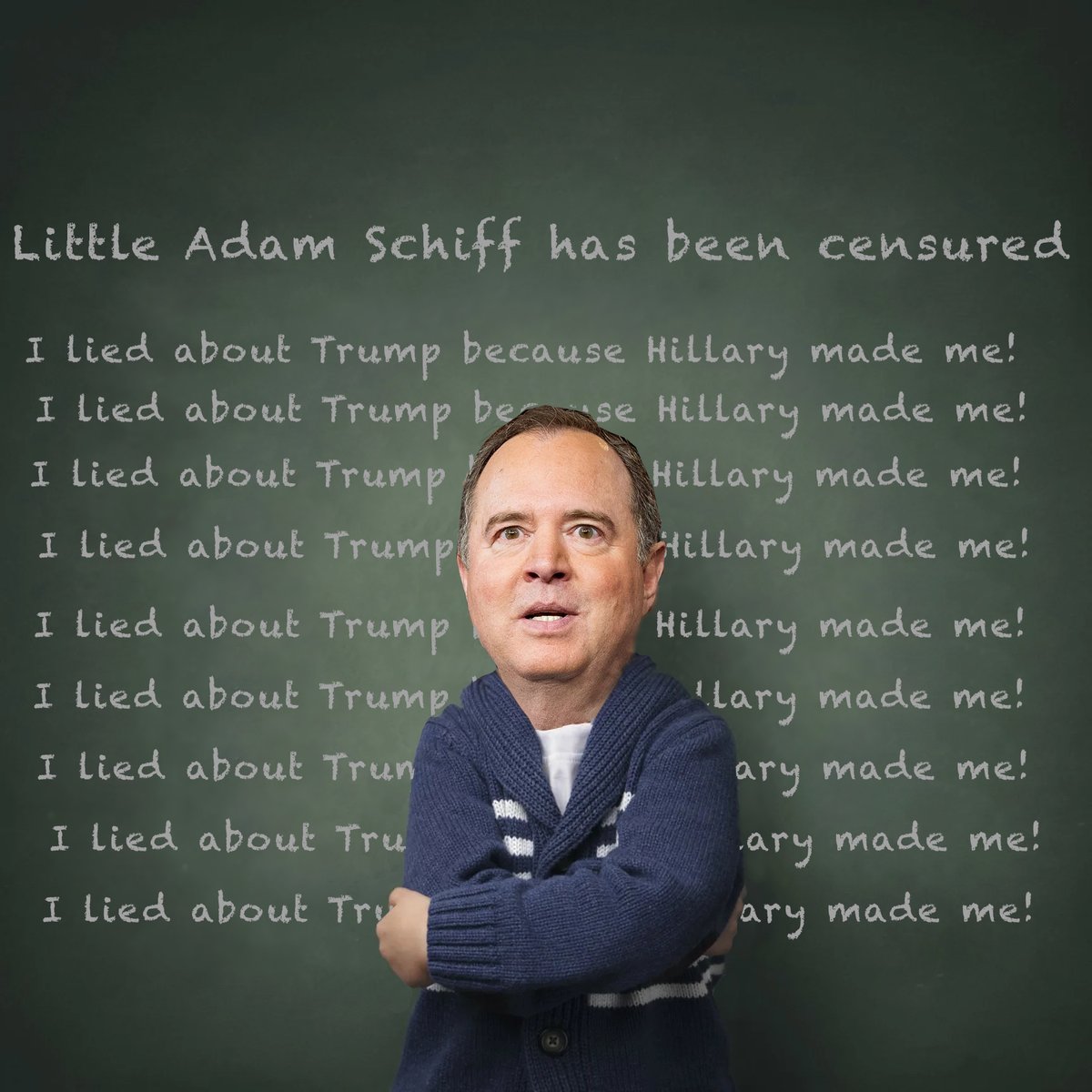 Little Adam Schiff has been censured and will have to stay after school... he needs to be punished...🙄