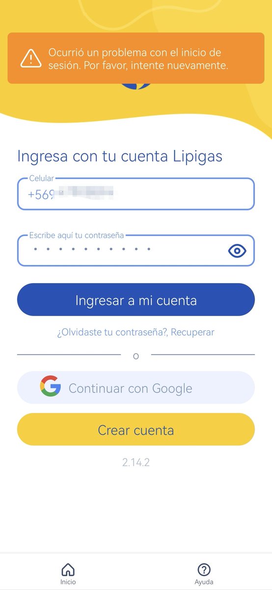 cesar_letelier's tweet photo. Llevo semanas intentando entrar a mi cuenta de #lipiapp y sigue este error de inicio de sesión, he cambiado la clave pensando que era el problema pero no es eso, así no puedo seguir acumulando y usar mis lipipuntos, qué pasa con esto @lipigas?? https://t.co/NKiELm6mTY