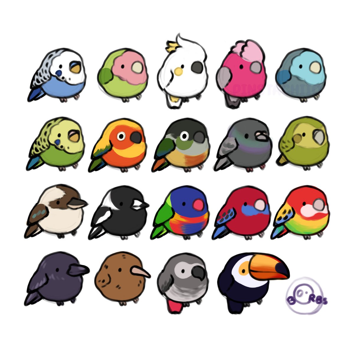 pinstachiio's tweet photo. BORBS! (Bird-Orbs) 🦜 Part one of gacha designs I'm working on!! #WIP https://t.co/0G4xN8M2xj