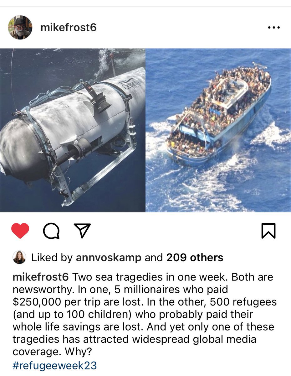 Shane Claiborne (@shaneclaiborne) on Twitter photo From my friend <a href="/michaelfrost6/">Michael Frost</a>…
Two tragedies at sea this week.
A reminder that every life is equally precious. From my friend <a href="/michaelfrost6/">Michael Frost</a>…
Two tragedies at sea this week.
A reminder that every life is equally precious.