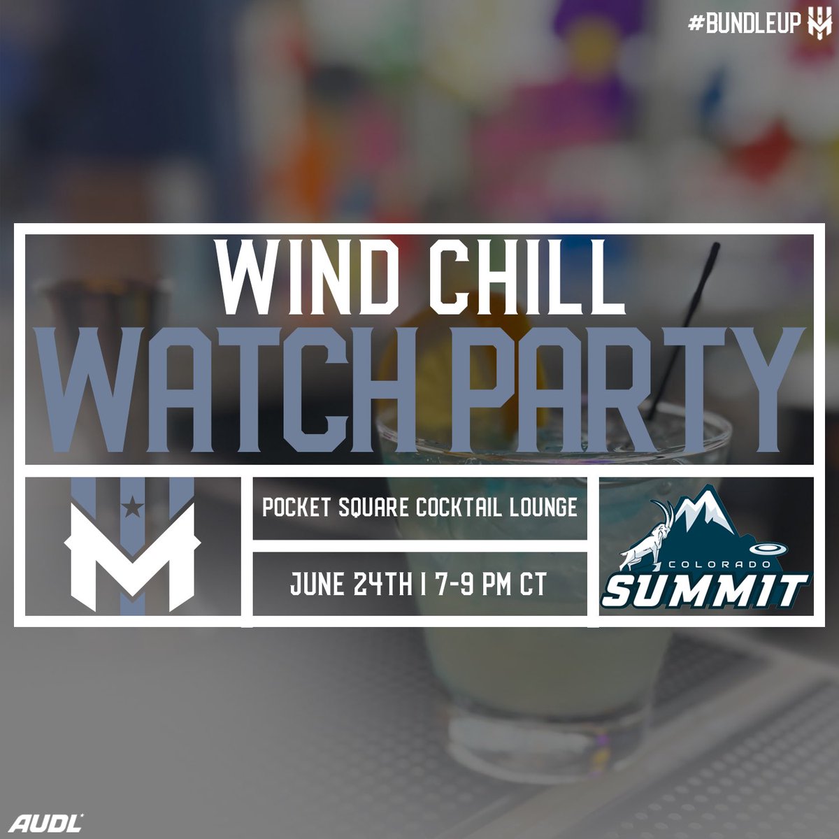 Come on down to @LoungePocket this Saturday at 7 PM for the official Wind Chill watch party as we take on the Colorado Summit.🥏

Enjoy specialty drinks and cool prize giveaways every quarter throughout the game!🎉

#bundleup #letsgochill #AUDL2023 #officialwatchparty