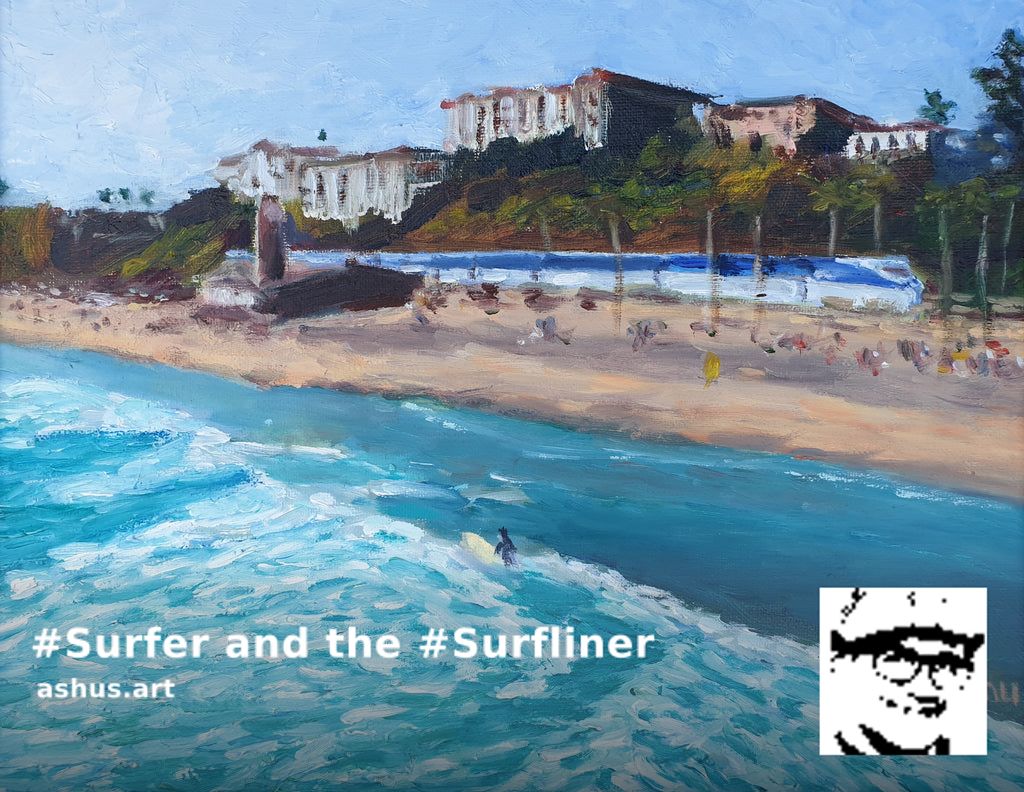 🖌️ '#Surfer and the #Surfliner' original #oilpainting by Ashu Shendé 

🖼️ ashus.art/products/surfe…

📦 $270.00 Free S&H within US
🛫 Shipped to 15+ countries

#originalart #art #painting #fineart #visualart #contemporayart #SoulOfAshu