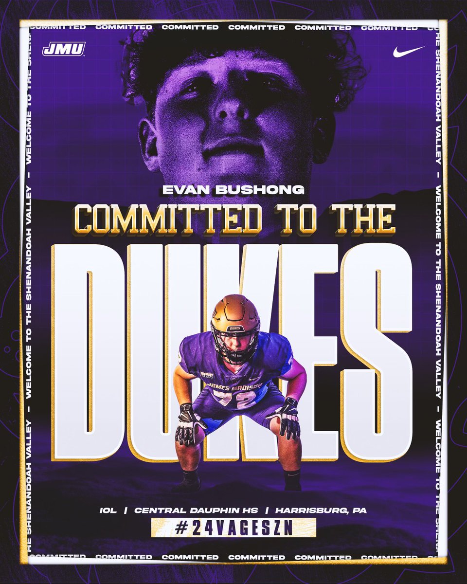 Evan Bushong (@evanbushong) on Twitter photo I’m excited to announce I am 100% committed to <a href="/JMUFootball/">JMU Football</a>. @JMUCurtCignetti <a href="/D_Wrobo/">Damian Wroblewski</a> <a href="/CoachShanahan_/">Mike Shanahan</a> <a href="/CoachTSunseri/">Tino Sunseri</a> <a href="/Coach_AHiggins/">Alex Higgins</a> <a href="/amburkett64/">Andrew Burkett</a> <a href="/CoachDoc621/">Coach Doc 62</a> <a href="/CDRamsFootball/">Central Dauphin Football</a> <a href="/SportsByBLinder/">Brian Linder</a> I’m excited to announce I am 100% committed to <a href="/JMUFootball/">JMU Football</a>. @JMUCurtCignetti <a href="/D_Wrobo/">Damian Wroblewski</a> <a href="/CoachShanahan_/">Mike Shanahan</a> <a href="/CoachTSunseri/">Tino Sunseri</a> <a href="/Coach_AHiggins/">Alex Higgins</a> <a href="/amburkett64/">Andrew Burkett</a> <a href="/CoachDoc621/">Coach Doc 62</a> <a href="/CDRamsFootball/">Central Dauphin Football</a> <a href="/SportsByBLinder/">Brian Linder</a>