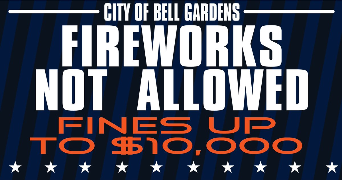 🚫 Attention, Bell Gardens residents! 🚫

⚠️ Remember, violating this law can result in fines of up to $10,000. Let's avoid any unnecessary risks and keep our neighborhoods safe and sound. 🙏

#FireworksSafety #BellGardens #CommunitySafety #NoFireworks #CelebrateResponsibly