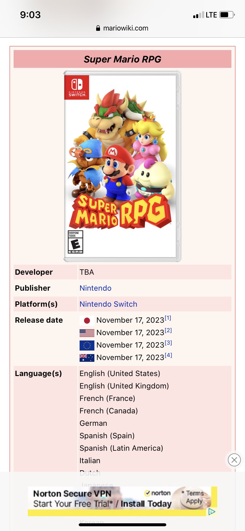JBX9001 on X: So I stopped by the Super Mario Wiki to see if they had a  page for the Super Mario RPG remake, and noticed something particular of  interest; Square Enix