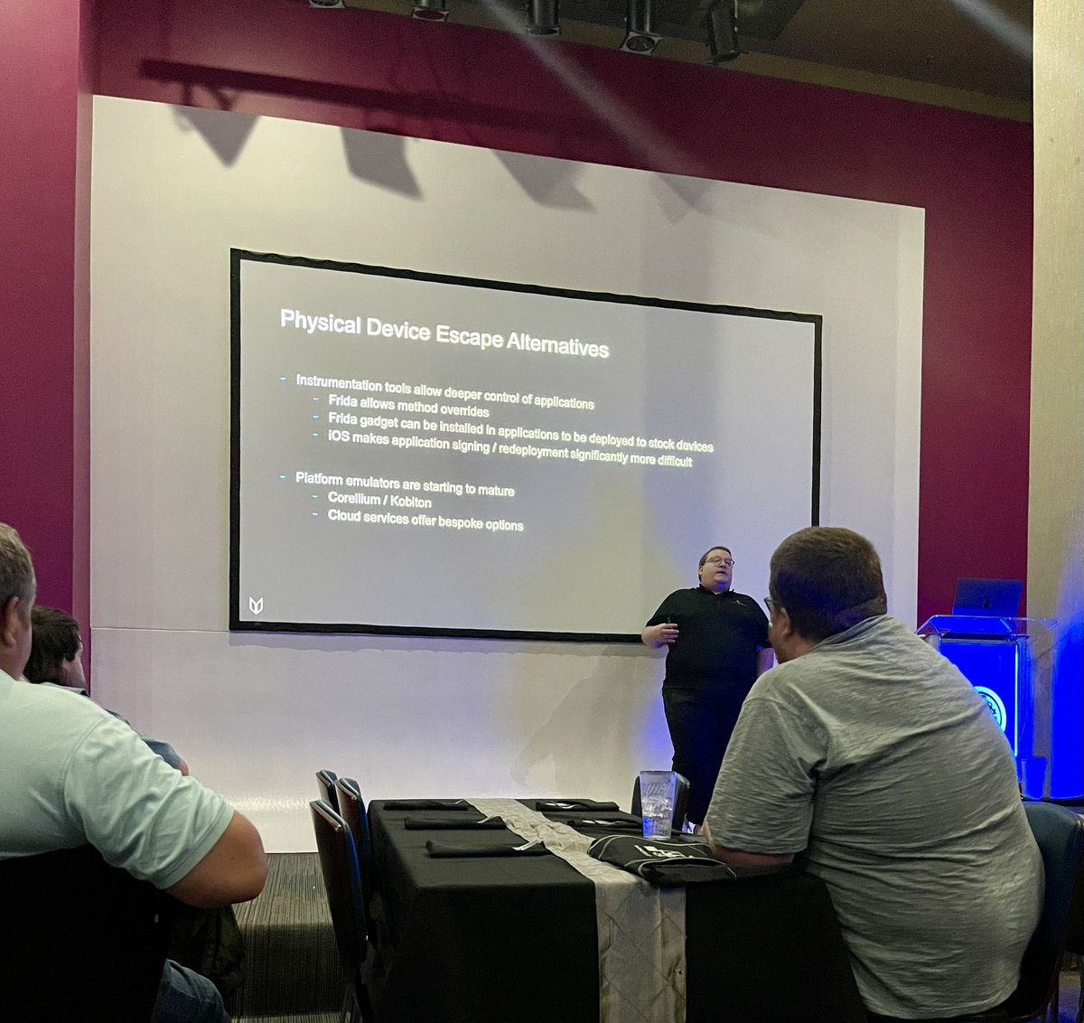 awesome talk tonight on mobile app testing by <a href="/appsecgreg/">Gregory Leonard</a> at <a href="/owasp303/">Denver OWASP</a>! 🏂