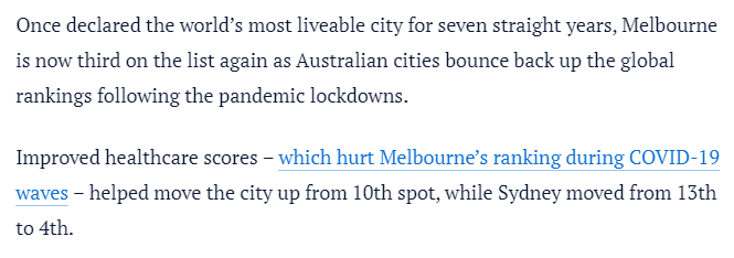 The same lockdowns that helped us place on the "most still alive" list #Melbourne #liveable