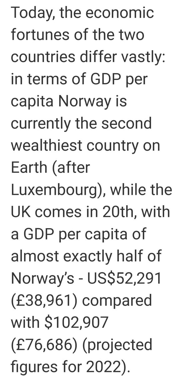 Scotland & Norway started with same oil boom. Today Norway is the 2nd richest country on Earth👇

Labour stole our oil revenue for rUK.. £Trillions invested in London & squandered

Scotland seen no benefit

We can't allow them to thieve our natural resources to prop up rUK again!