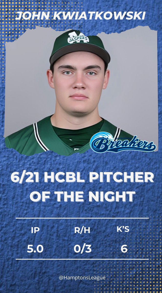 The HCBL nightly awards for June 21st go to Ethan Guerra of @WHAviators and John Kwiatkowski of @SH_Breakers.

@PJCBaseball @JaspersBaseball