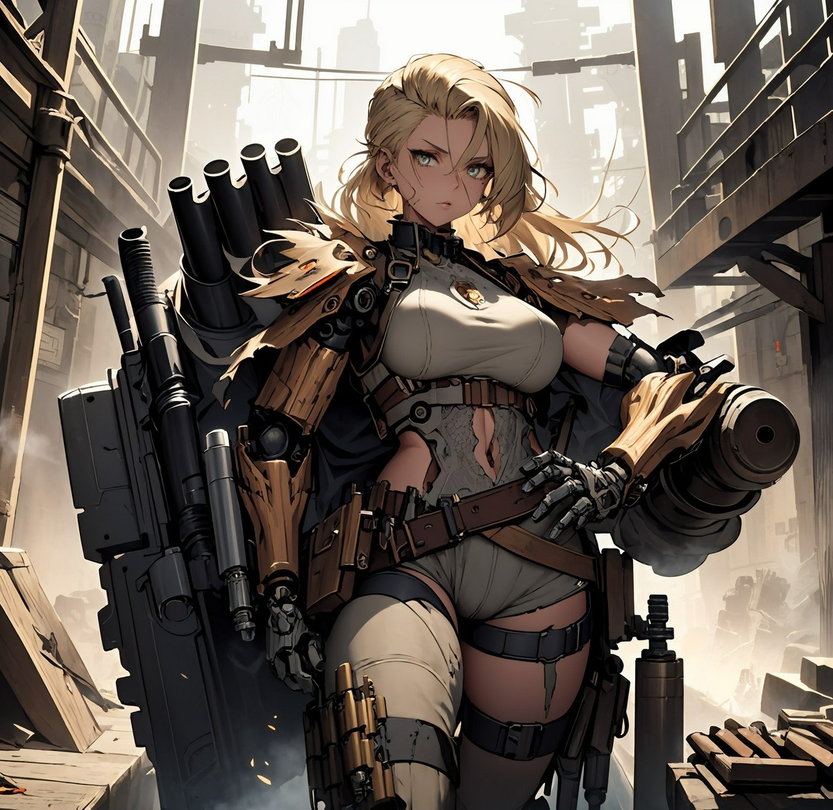'I am Hilgred ze Heavy Cannon und Mechanic. Vat needs fixing...or crushing?' 
#steampunk #dieselpunk #YodayoAI @YoDayo_Home
#aiwaifus #AIイラスト #AIart #AIgirl #mechagirl #animewaifus #animegirl #aiartcommunity #badass