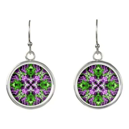 Green and Purple Mandala Drop Earrings | Zazzle buff.ly/3pp1rxA #giftforher #mandala