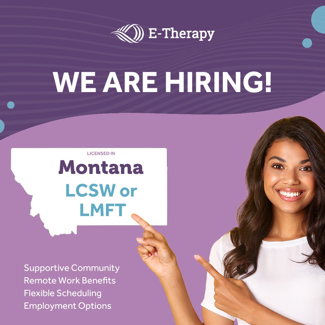 WE ARE HIRING! Montana licensed LCSW or LMFT for 20 hours for 23/24 school year. Quick Apply > eu1.hubs.ly/H04bfYV0 or email Chelsea Cameron at chelsea.c@electronic-therapy.com.