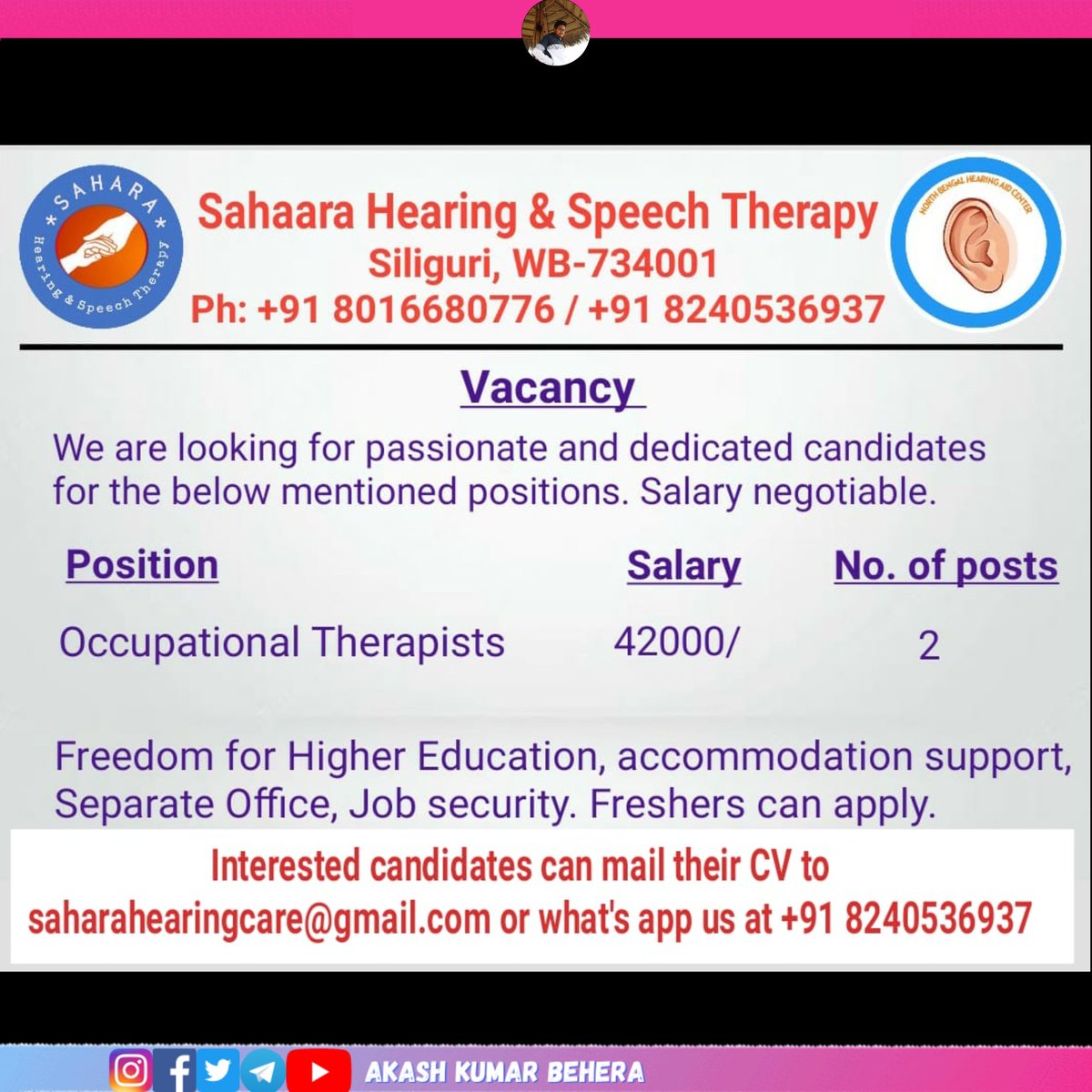 #occupationaltherapy #OccupationalTherapy #Occupationalthearpyindia #Occupationalthearpystudent #occupationaltherapyjobs #occupationaltherapistsalary 
#occupationaltherapistvacancy 
#ot #bot #mot #otlife #otstudents
#akashkumarbehera #JOBALERT #jobseekers