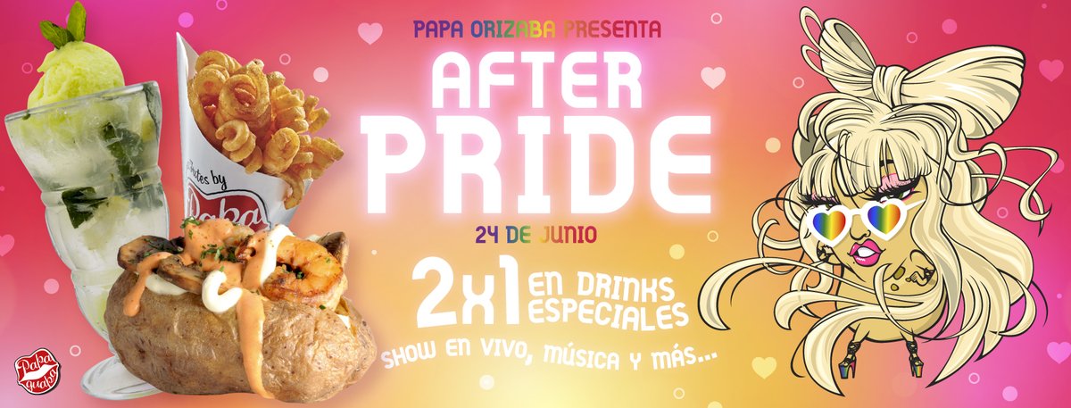 ¡Este sábado tenemos #afterpride en Papa Orizaba! 🍹2x1 en dragaritas y bule bules 🔥@TraficantesFolk, Dani Blanqueto y Mónica D'Oz 📆24 de junio ⏰2 pm a 12 am #pride #pridemonth #pride2023 #orgullolgbt #papaguapa #party #loveislove #amor #cdmx #MexicoCity