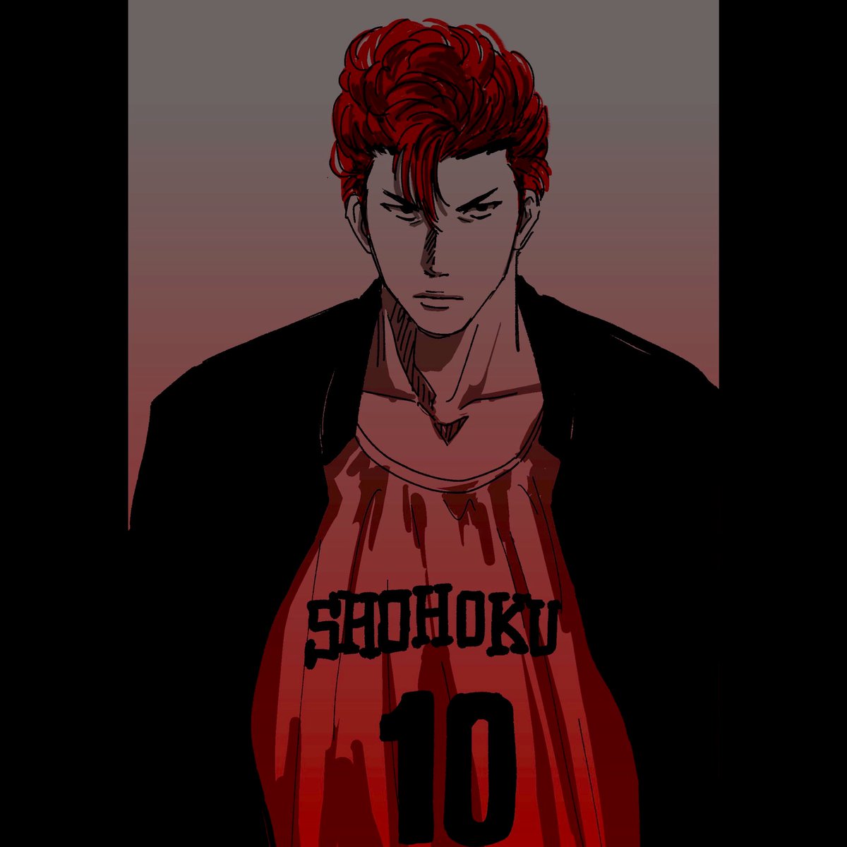 1boy male focus solo red hair upper body jacket shirt  illustration images