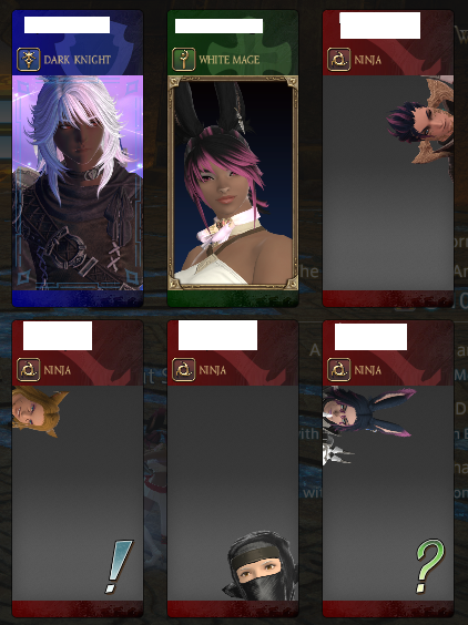 Tonight in #FFXIV alliance roulette, we were joined by four Ninja who had complementing character portraits. It was super funny!