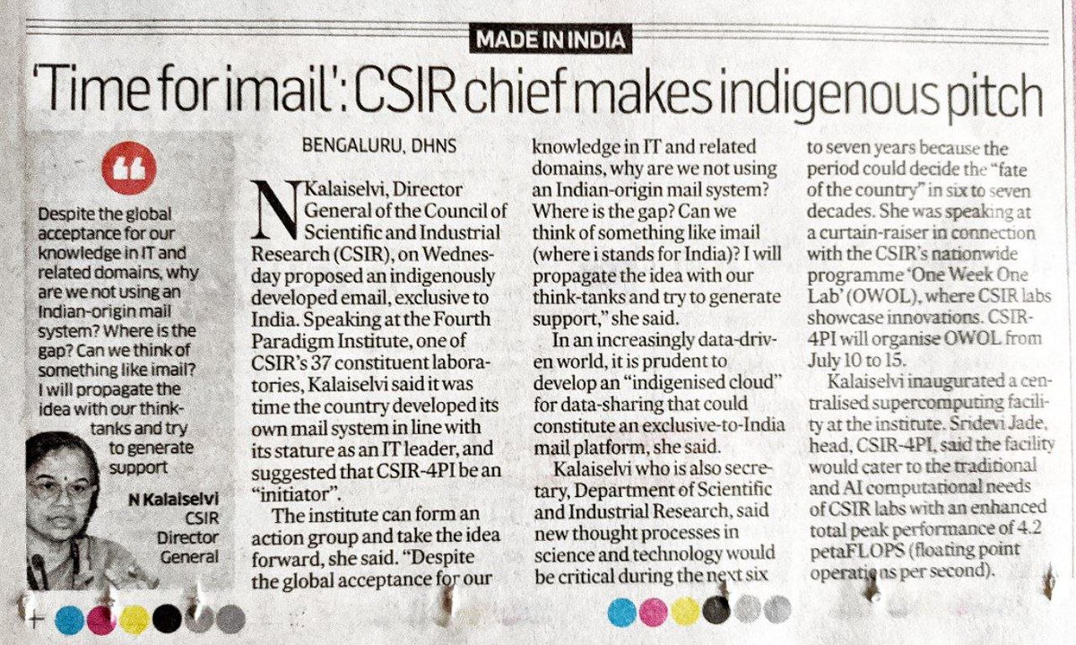 I sincerely hope that they don't end up writing a new MTA just for made-in-india bragging rights to power 'imail'.

In fact, the default method of hosting email was indeed to self-host it using libre software. Libre Software is as indigenous as it gets.

IIMA and IISc used to
