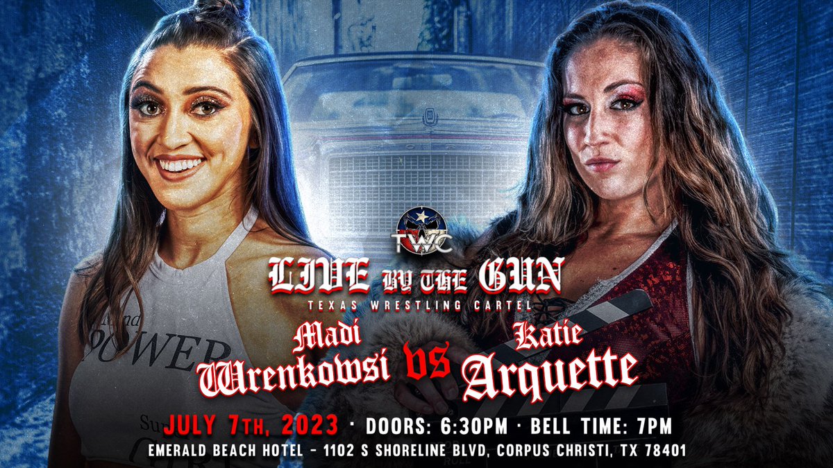twc_cctx's tweet photo. 🚨 MATCH ANNOUNCEMENT 🚨

🎬 The Queen of the Silver Screen 🎬 RETURNS to Texas Wrestling Cartel on 7.7.23 to face 💅 Miss Reality 💅 MADI WRENKOWSKI! This match will go down in TWC History as we crown our FIRST EVER Women’s Champion.

🎟️: https://t.co/lJsbiDwwyp https://t.co/zWToKIYr56