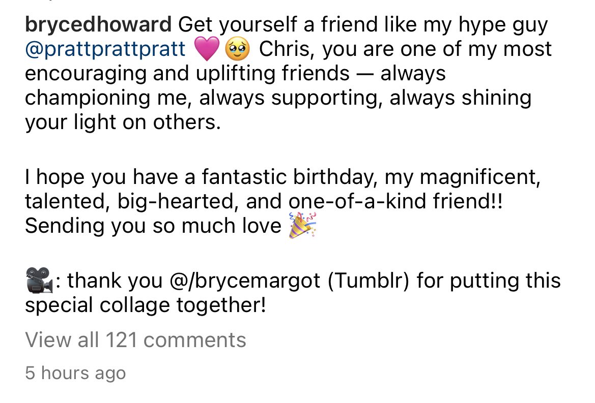 UM HELLO i’m back from the dead because <a href="/BryceDHoward/">Bryce Dallas Howard</a> reposted my gifs from tumblr of her and chris from 2018!! i love them 🥺