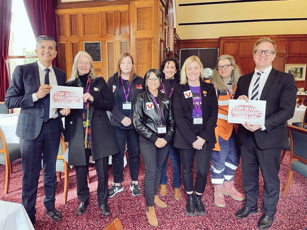 VicUnions_Women's tweet photo. Compensation isn’t hush money – but employers are treating it like it is. Great meetings with MPs about banning corporate cover-ups of workplace harassment. #endNDAs https://t.co/7JkIDla0aM