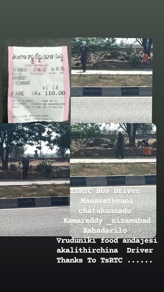 DMKMRTSRTC's tweet image. #TravelwithTSRTC
RTC driver Sri J.Prabhaker served the food to the road side hungry old man while performing Nzb duty at Indalwai- Daggi and appreciated his kind act n genorocity by passengers@TSRTCHQ@tsrtcmdoffice@RmNzb