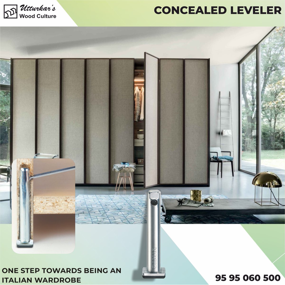 For details call 9595-060-500 or Email marketing@utturkars.co.in

#concealedleveller #italianwardrobe #wardrobeleg #wardrobeconstruction #productinnovation #wardrobe #perfectdesign #concealedadjustment #sturdy #hardware  #tarekutturkar #UtturkarsWoodCulture #trending #foryou