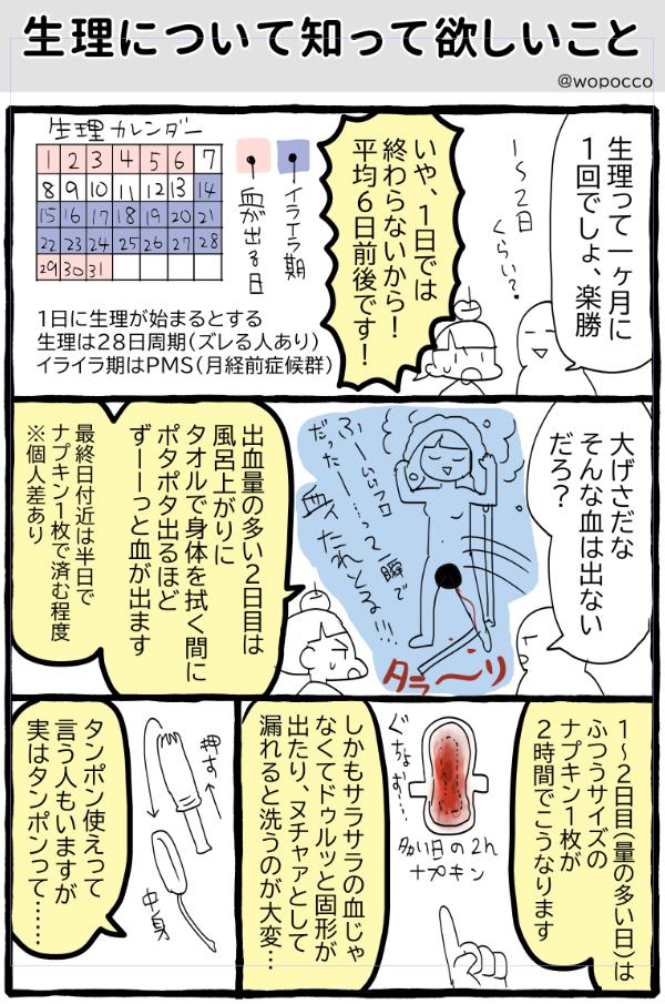 私が考える「生理について知って欲しいこと」を4画像にまとめました よく見かける生理についての勘違いに答えてみましたが、他にもこんな情報載せて欲しいなどありましたらドシドシ送ってください!  今後、この漫画も含めた「無理解から加害になっている人を減らす」ための書籍を出す予定です!→