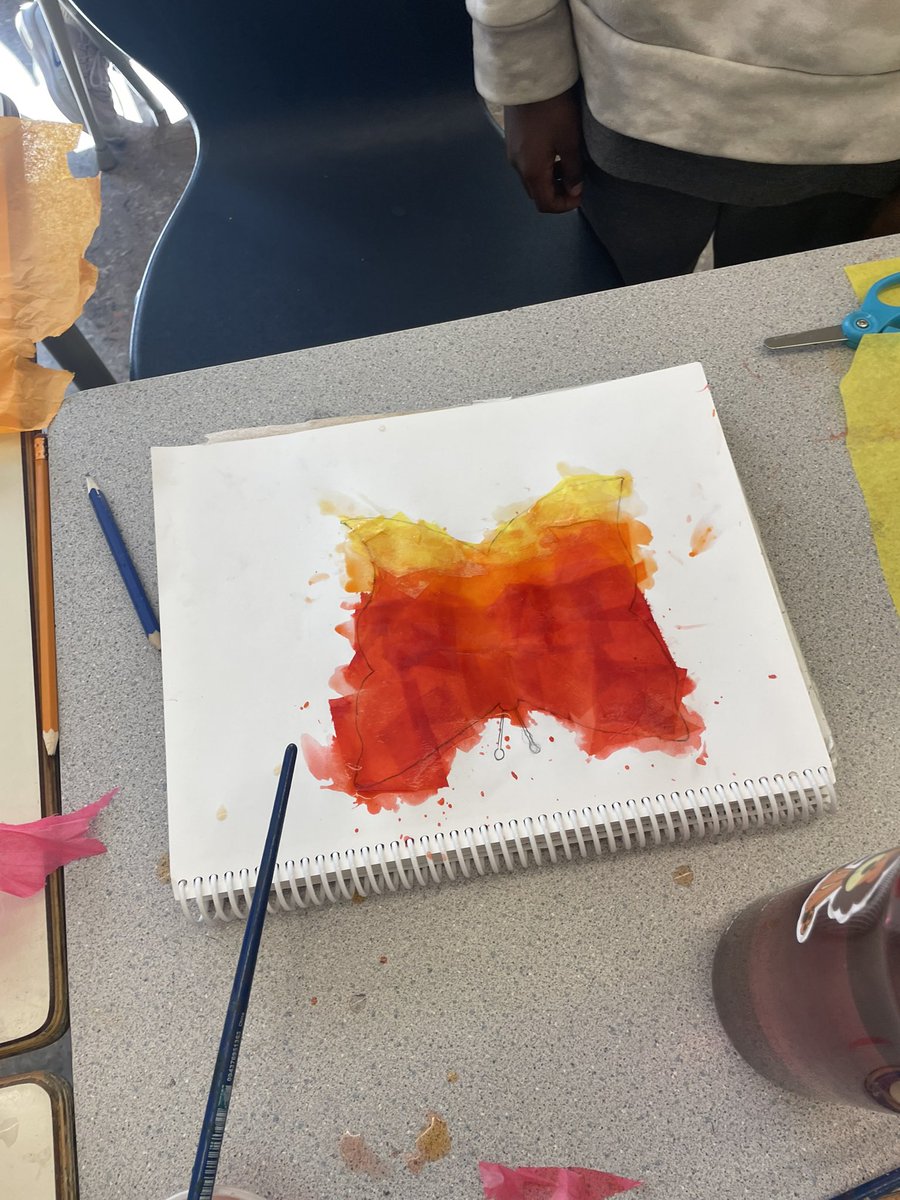 MsAHassel's tweet photo. We have been experimenting with various media to help us blend colours! Check out our bleeding tissue paper butterflies! https://t.co/SAdDnPVM2h