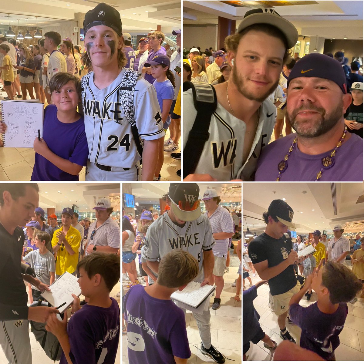 The boys from @WakeBaseball  are straight class 💯 @tommy_hawke24 @B_Wilkes25 @AdamCecere @lowderrhett taking care of the kid….I really hate one of the best two teams has to go home tomorrow #GrowTheGame #MTFY