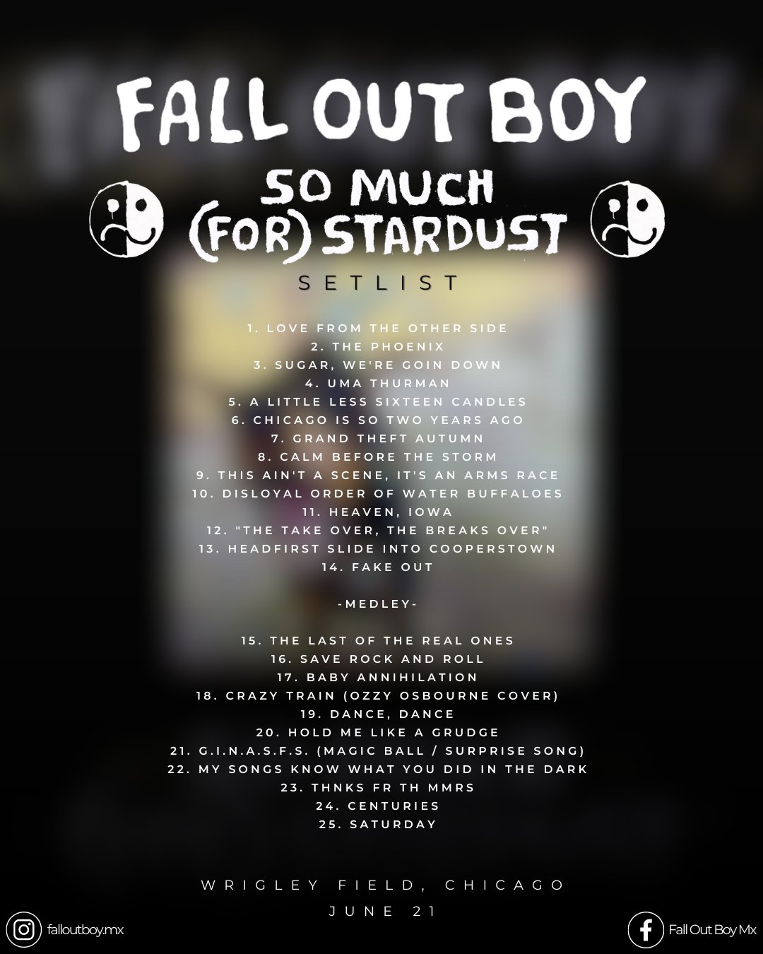 Fall Out Boy MX on Twitter "Setlist del primer concierto del So Much