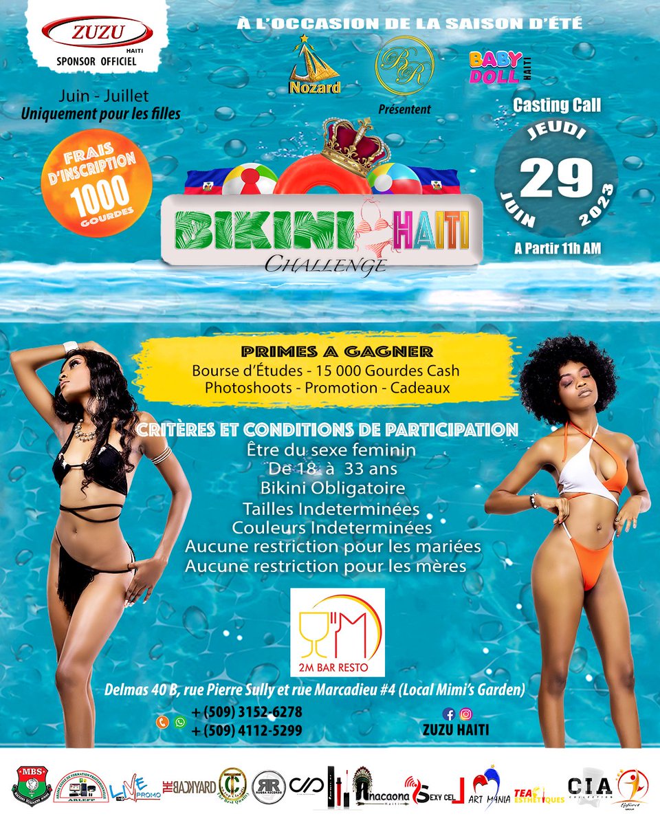 👙 BIKINI HAITI 👙
Challenge, Bikini Contest qui met en valeur la beauté des femmes haitiennes et qui promeut la haute couture d'Haiti
@TICKETmaghaiti #twitter #marketing #mode #models #modeling #fashion #FashionModel #fashon #bikini #BikiniTime #Haiti #ayiti #beauty #beautiful