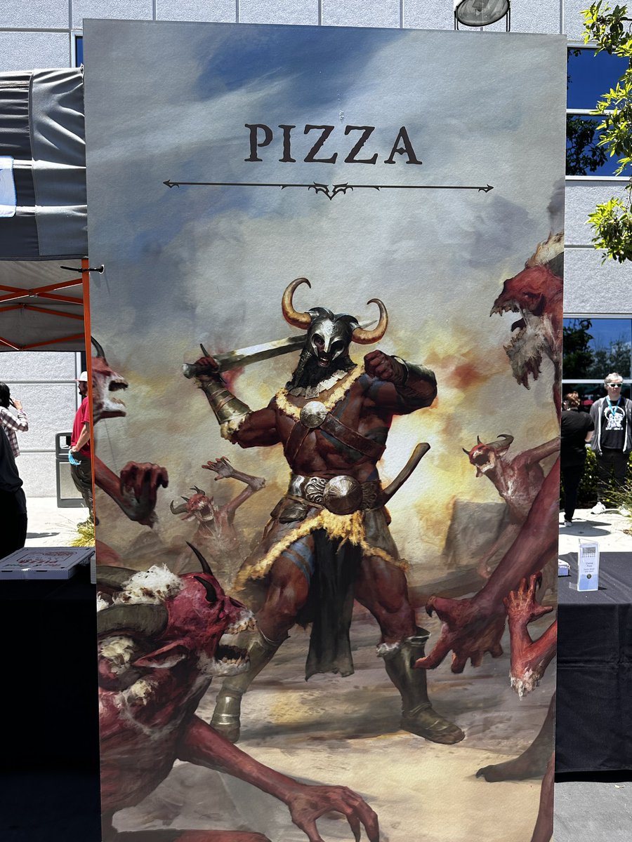 PezRadar's tweet image. You know you work with great people when you see at least 3-4 others post this sign on Twitter today. 

I took a pic of it as well. 

All hail, Pizza Barbarian. 🍕 🪓