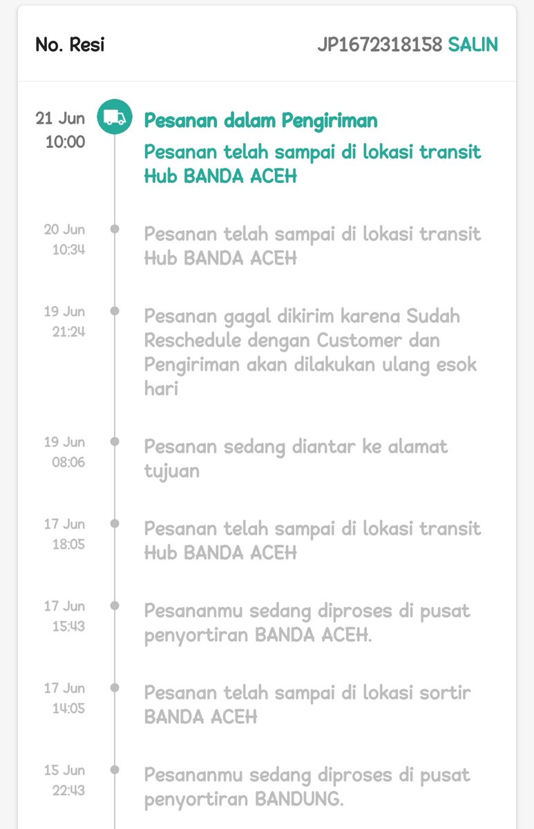 SyukriyahAdlis's tweet photo. Tolong dong. Ini udh di reschedule dari tgl 19, tapi sampek skrg belum diantarin juga kerumah. Gak ngerti lagi sama pelayanan @jntexpressid 😌😌😌 https://t.co/wnbymcE1UR