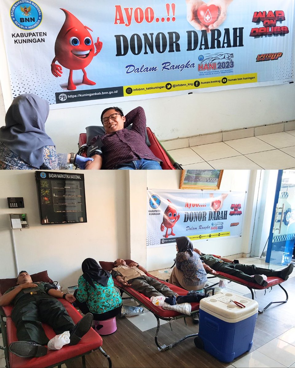Donor darah pada peringatan Hari Anti Narkotika Indonesia (HANI) di kantor BNNK Kuningan
.
#klhk
#ksdaehebat
#ayoketamannasional
#gunungciremai
#hani2023
#warondrugs
#pesonakuningan
#wonderfulindonesia
#PulihLebihCepatBangkitLebihKuat