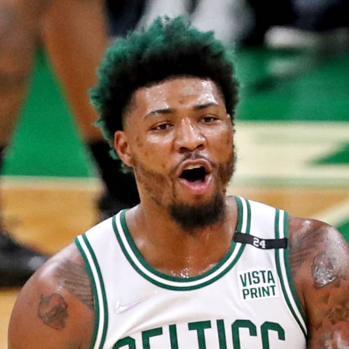 iJordanMoore's tweet image. The most disappointing part about the Marcus Smart trade is that he now has to change the color of his hair.

His mother told him she loved his green hair before she passed 🥲