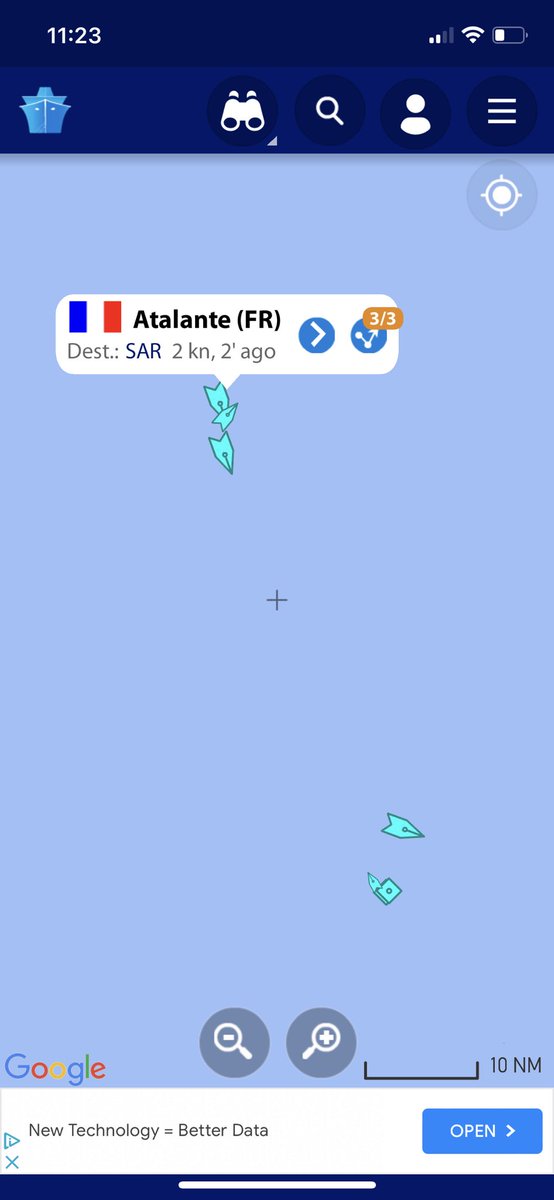 <a href="/teetotalingdc/">teetotalingdc</a> <a href="/MikeChillit/">Mike Chillit</a> <a href="/kimwood216/">kimwood216</a> <a href="/MikeChillit/">Mike Chillit</a> two tugs decidedly pointed SE to titanic wreck with #Atalante looking NE here, probably making a uturn to follow back to dive site? People a lot smarter than me may know what’s happening. Looks like the ship passed it to drag ROV back to it.