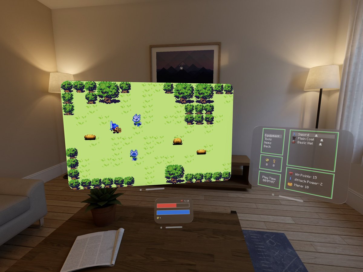 JamesSwiney's tweet image. Aruna’s Adventure spacial gaming! Positioning the UI anywhere is definitely cool.  
Im happy that #spritekit + #SwiftUI works in #visionOS  #VisionPro