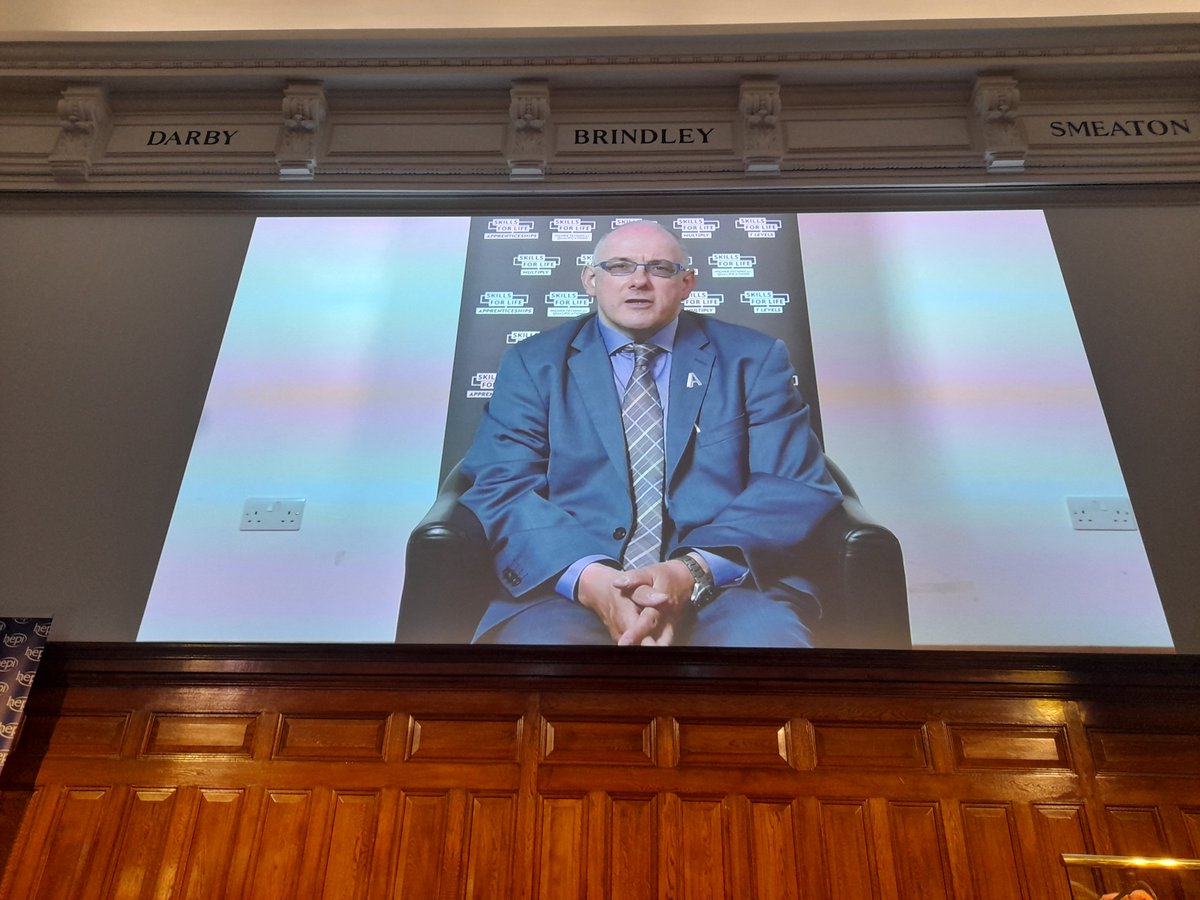 Rob @halfon4harlowMP on the big screen at #HEPIConf23 - arguing HE institutions must furnish students with the skills today's economy needs