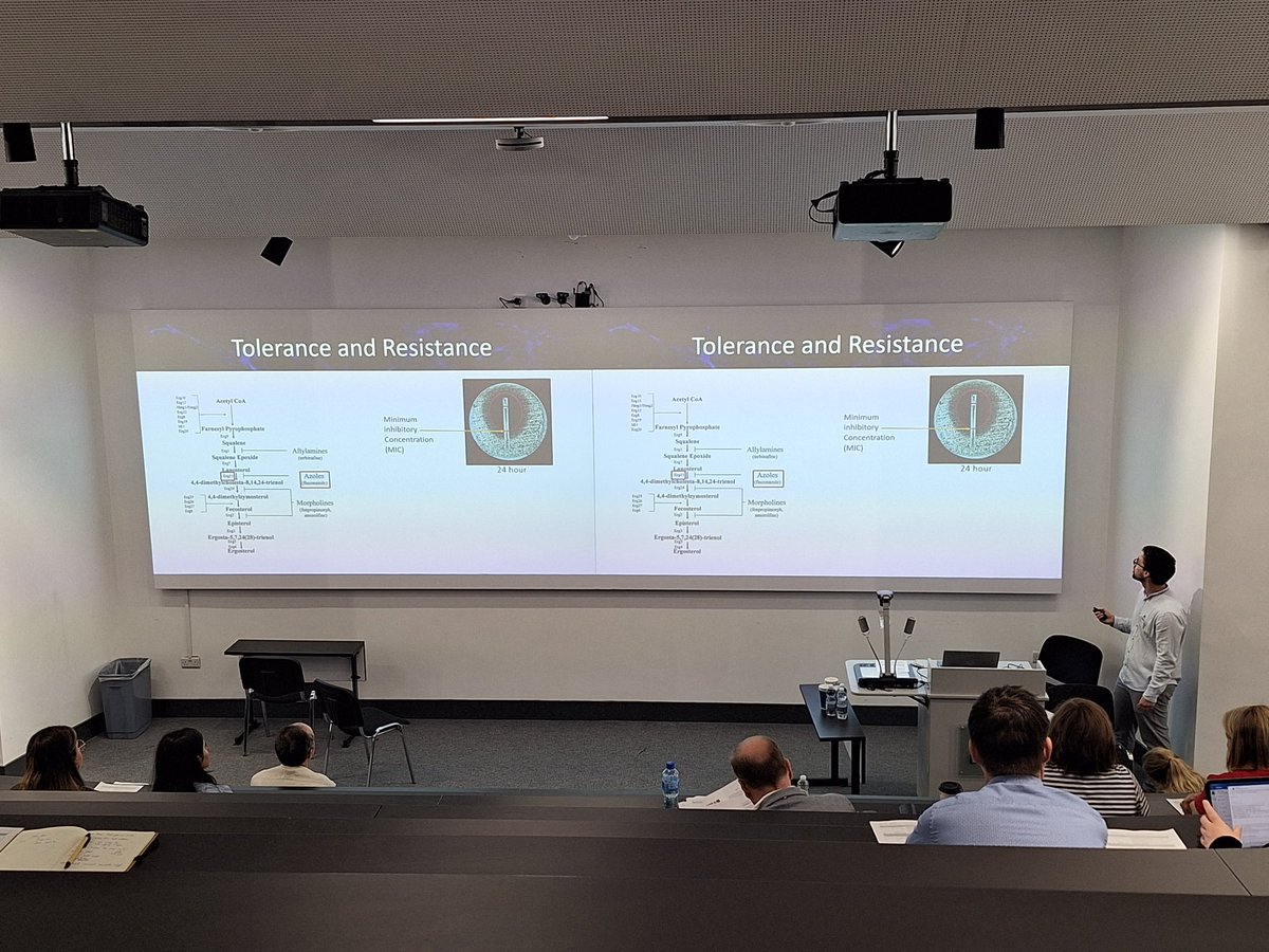 James O'Connor Moneley presenting on the implications of the Candida albicans TLO gene family for tolerance of Fluconazole.

#IFS2023