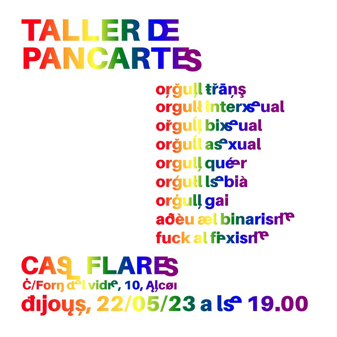 Cals_Flares's tweet photo. Esta vesprada de dijous a partir de les 7 estarem a Cals Flares fent pancartes de mà per a la concentració del 28J pel dia de l'orgull.
Amb les companyes d'LGTBIMariola i @assemblea_APOC https://t.co/tLSTfa8zSr