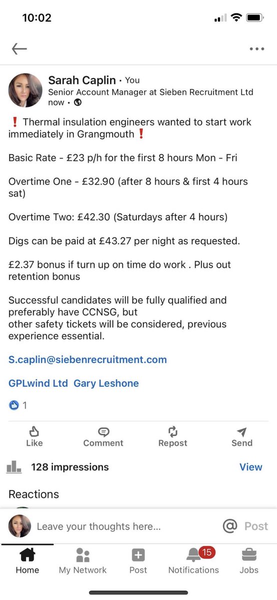 Looking for 26 laggers long term work if anyone knows anyone looking for work message Sarah .
Thanks
