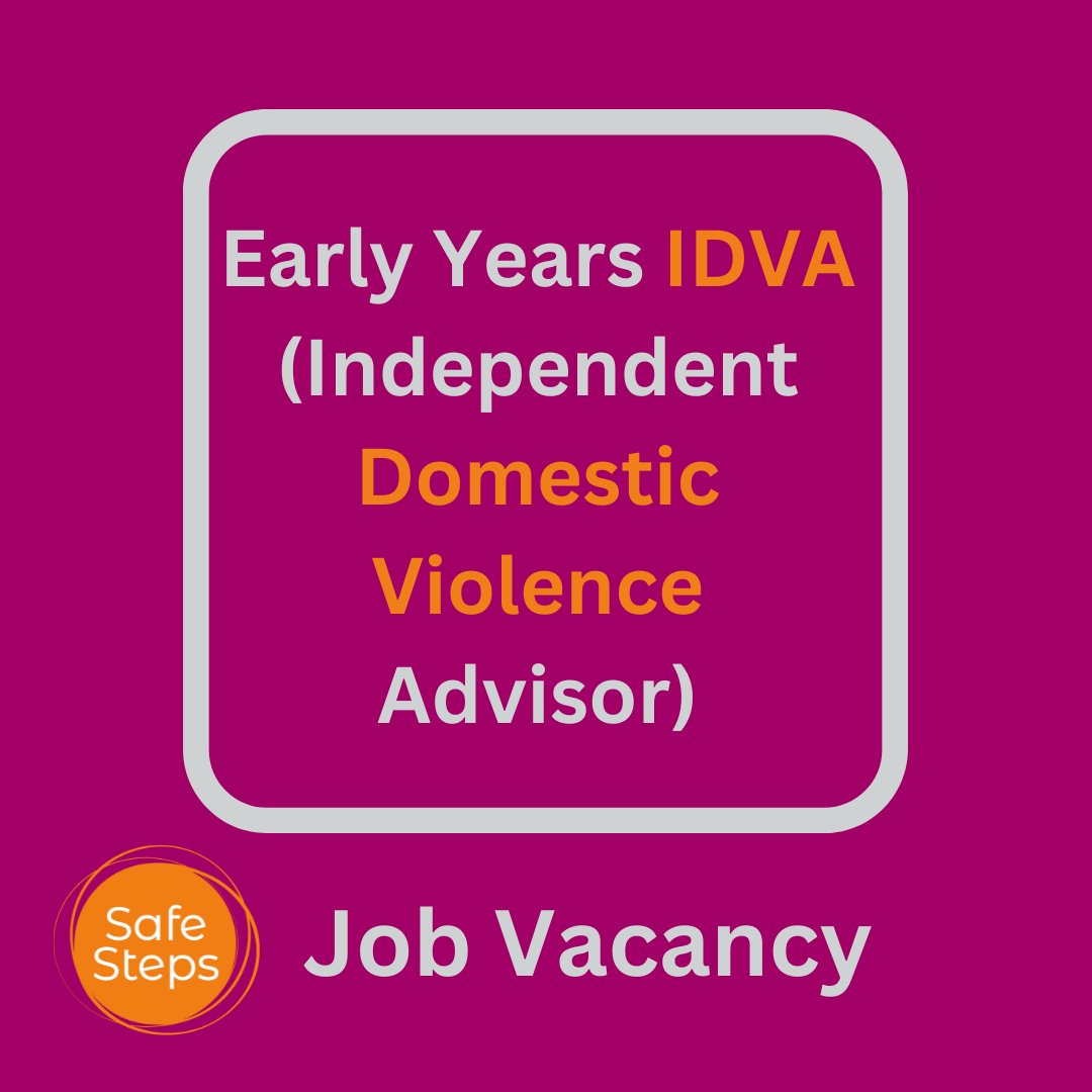 #Job Vacancy - Early Years IDVA. We have an innovative project providing #DomesticAbuse support to parents of a child under four and those expecting a baby. The ideal candidate will be committed to making a difference to healthy relationships.Find out more safesteps.org/get-involved/v…