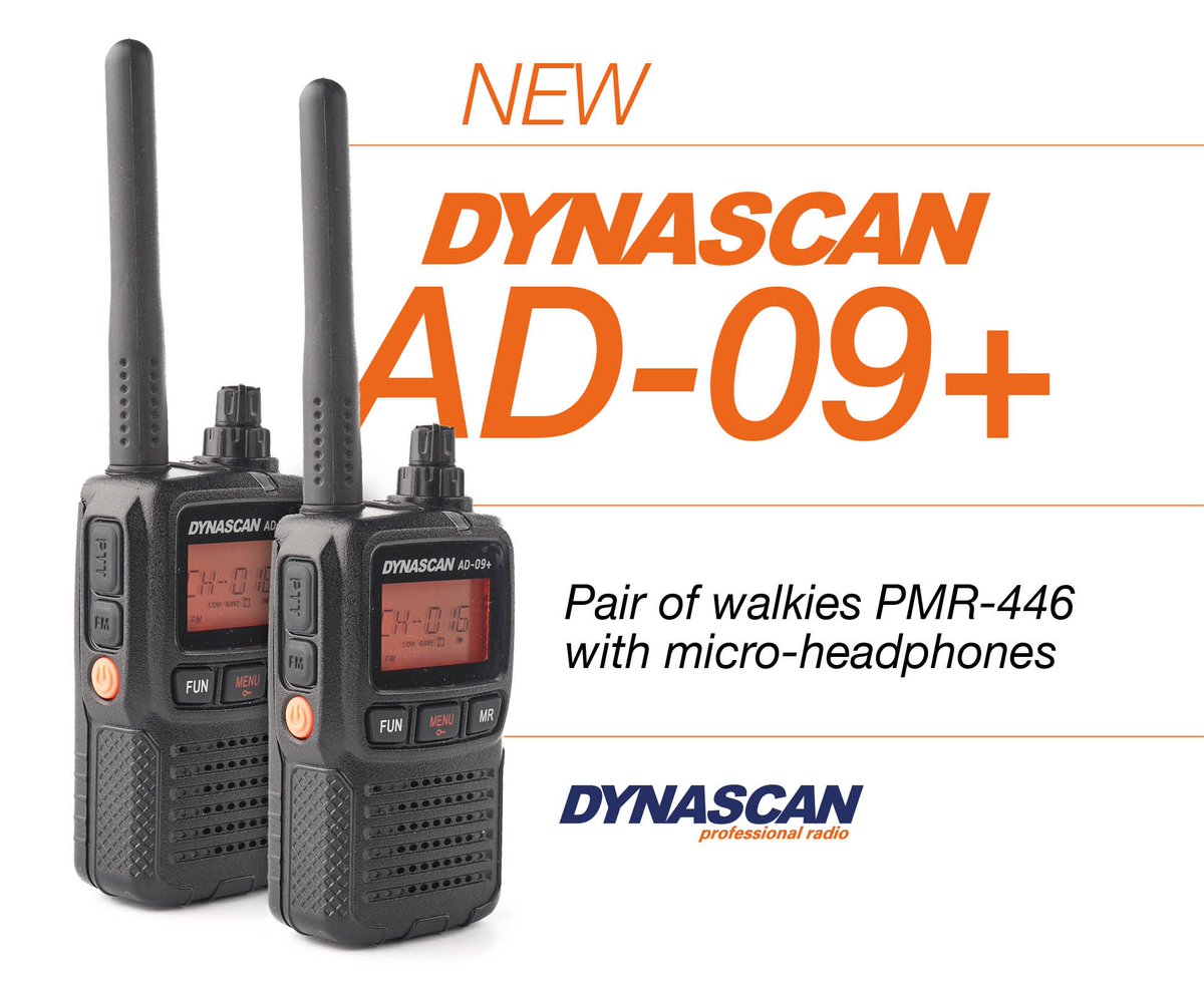 New Dynascan AD-09+: a pair of license free walkies in a carrying suitcase with all the accessories you need for a direct use!
#dynascan #ad09 #2wayradio