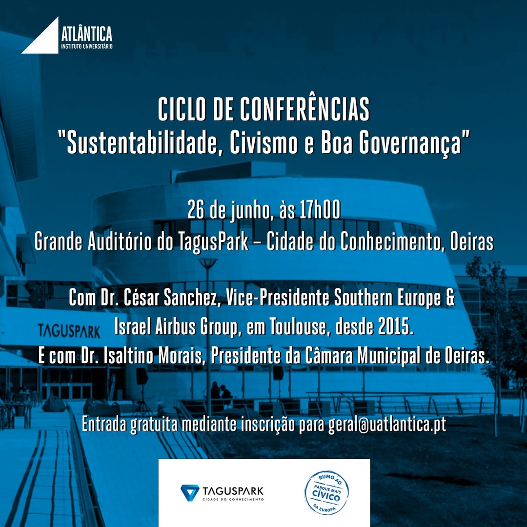 A última sessão do Ciclo de Conferências decorrerá no dia 26 de junho, às 17h00, com o Dr. César Sanchez, e contará com a presença do Presidente da Câmara Municipal de Oeiras, Dr. Isaltino Morais. 🙌

Entrada gratuita, mediante inscrição para o email geral@uatlantica.pt 👈